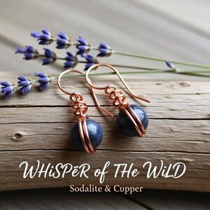 Copper Wrapped Blue Sodalite Dangle Earrings ~ Made for Jeans & Everyday Magic